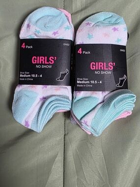 Girls' No-Show Star Print Socks - Set Of 2